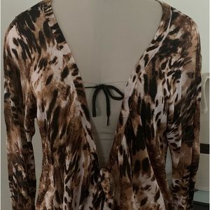 Tie Front Animal Print Cardigan